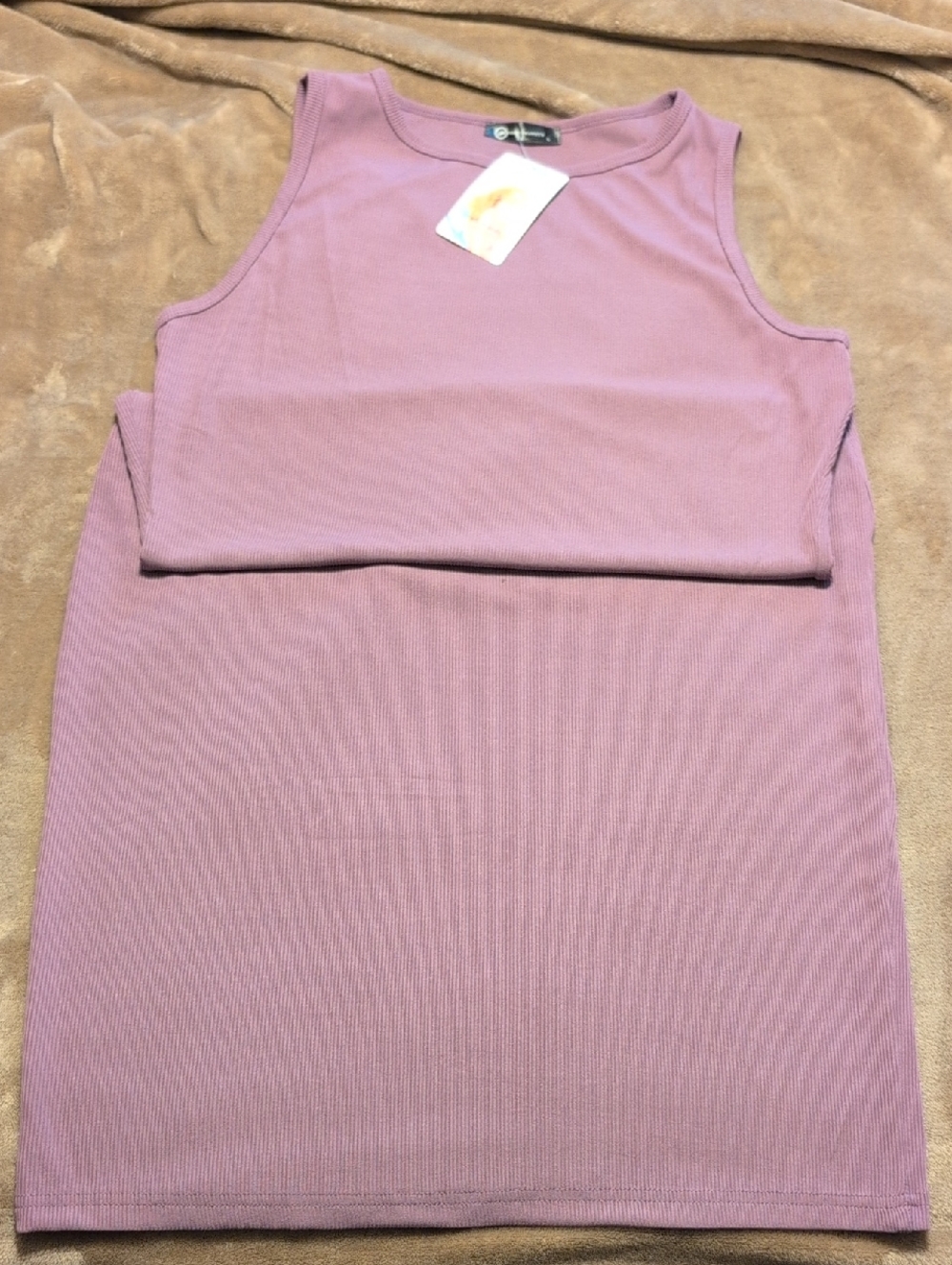 Prettygardrn Sleeveless Ribbed Tank Dress in Dusty Mauve - Women